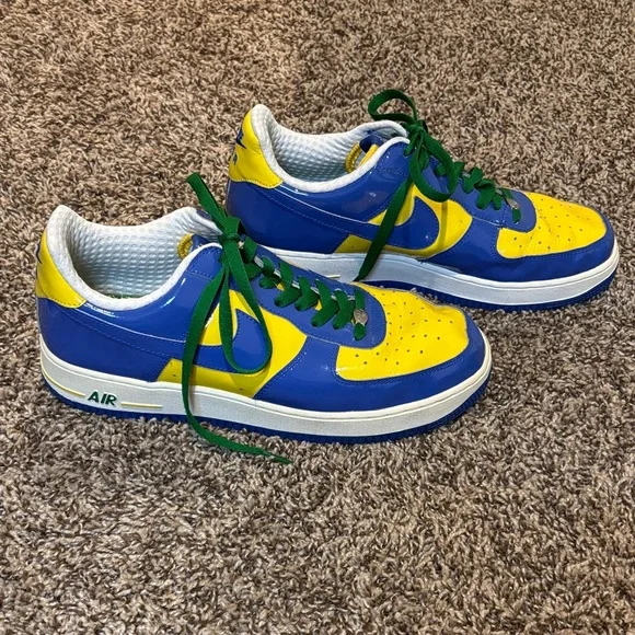 Nike Air Force 1 Blue and Yellow Shoes - Picture 6 of 8